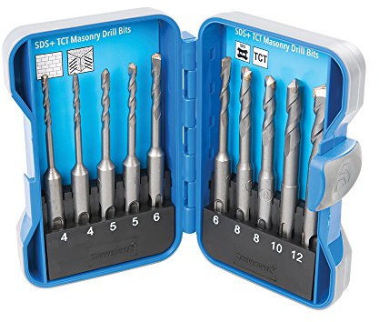 Loops 10 Piece Masonry Drill Bit Set –4mm to 12mm– SDS PLUS Shaft | Tungsten Carbide Tipped Long Life Bits | Brick Wall Concrete Stone Rock Breeze Block