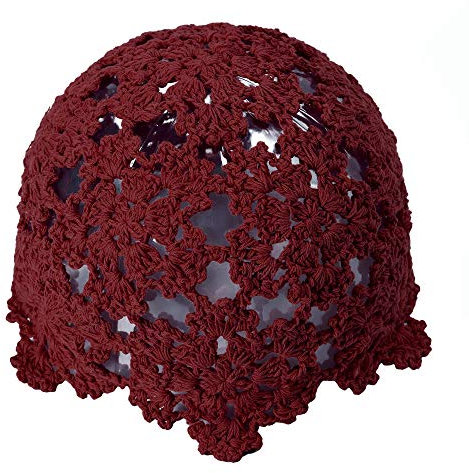 ZLYC Damen Berretto In Cotone All'uncinetto Con Teschio Beanie-Mütze, Burgunderrot, One Size