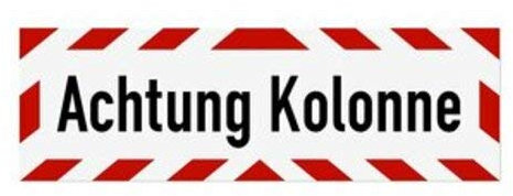 Warnaufkleber Achtung Kolonne Warnhinweis Baustelle Schild Folie 35x10 / 42x10 / 45x15 / 65x20cm Made in Germany, Größe: 65x20 cm
