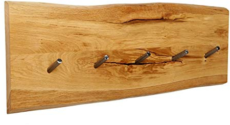 BestLoft.de Garderobe Pinocchio aus Eiche mit Stahlhaken (70cm)