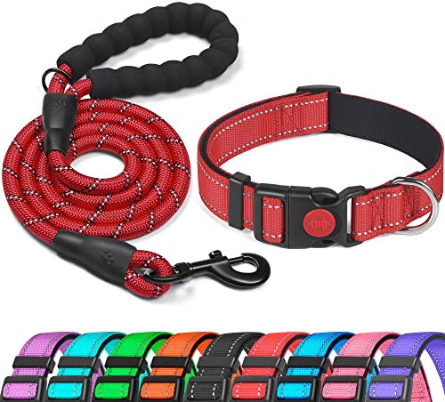 haapaw Reflective Dog Collar Padded with Soft Neoprene Breathable Adjustable Nylon Dog Collars for Small Medium Large Dogs