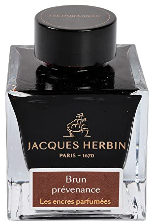J.Herbin 14747JT - Tintenflakon 50 ml / Dufttinte / parfümierte Tinte, für Füllfederhalter und Tintenroller geeignet, ideal für Korrepondenz und Kalligraphie, Braun, 1 Stück