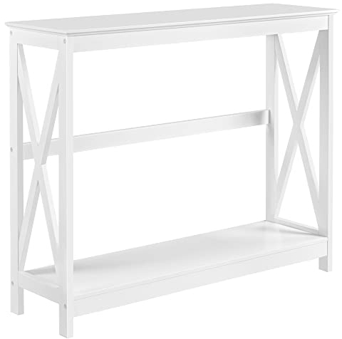 Yaheetech Muebles Entrada Recibidor Consola Recibidor Estrecha Mesa Recibidor Auxiliar de Forma X para Salón, Pasillo Blanca 101,5x30x81cm