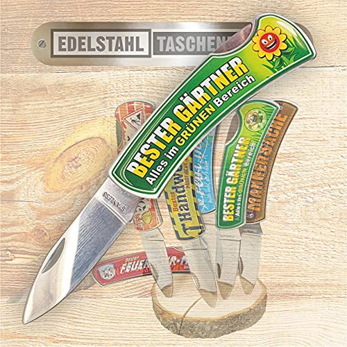 AV Andrea Verlag Taschenmesser Klappmesser - Bester Gärtner, alles im grünen Bereich - Garten Edelstahl Klinge | Geschenkidee Geschenk für Männer | Outdoor Messer