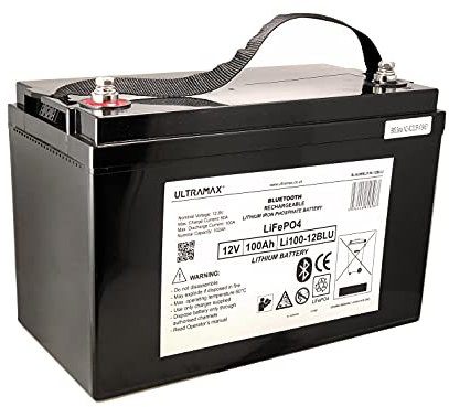Ultramax 12v 100Ah LiFePO4 Leisure Battery for garden machinery tractors with Bluetooth Monitoring