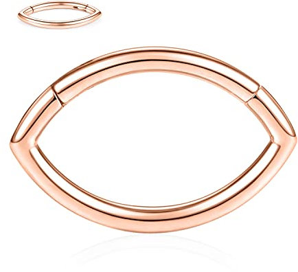 16G Septum Jewellery Rose Gold Septum Clicker Ring Daith Earrings Surgical Steel Higned Segment Seamless Clicker Ring Rook Conch Tragus Helix Earrings Septum Piercing Jewellery 10mm Oval Shape