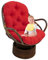TDHLW Patio Rattan Drehstuhl Rocker Kissen Garten abnehmbare Sitzauflage Gartenmöbel Terrasse Schreibtisch Liege Schaukelstuhl Kissen,Rot