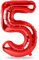 40 Inch Red Large Numbers Balloons 0-9, Self Inflating Foil Number 5 & Big Digit 5 Balloons for Boys Girls, Women Men Birthday Party Anniversary & Graduation Supplies Decorations