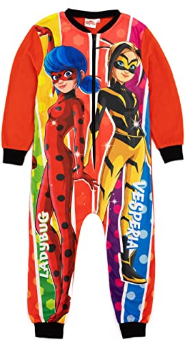 Miraculous Girls Roter Einteiler | All-in-One-Fleece-Loungewear | Marienkäfer Vesperia | Kinder-Pyjama-Pyjama-Schlafanzug-Nachtwäsche | Gemütliche Geschenkartikel – 7–8 Jahre