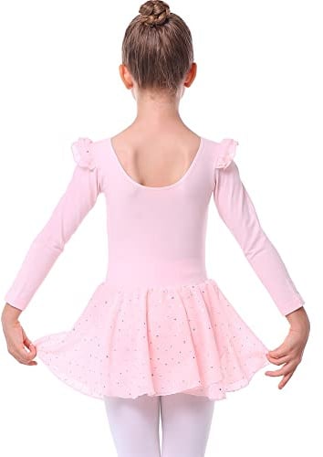 PythJooh Toddler Girl Long Sleeve Ballet Dress Leotard | Kids Ballerina Dance Ballet Dress Skirt Outfits for 2-8Years
