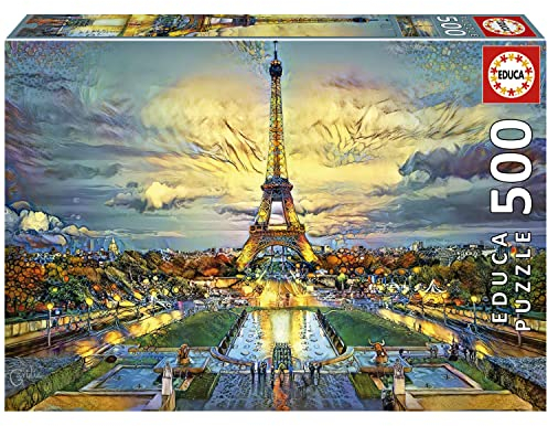 Educa - Puzzle 500 Teile für Erwachsene | Eiffelturm, 500 Teile Puzzle für Erwachsene und Kinder ab 11 Jahren, Paris, Frankreich, Pedro Gavidia (19621)