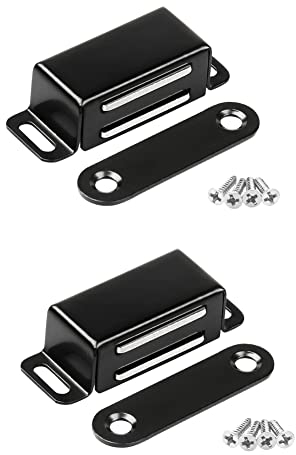 Onarway Magnetic Door Catch 6KG Pull Strong Magnet Cabinet Latches Magnetic Hardware Stainless Steel Chrome Door Closer for Bathroom Kitchen Sliding Door Window Cupboard Black