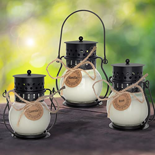Duftkerzen, 3 Stücke kerzen Geschenkset für Frauen, Sojawachs Aromatherapie Kerzen in Mini-Laterne, für Muttertag, Weihnachten, Valentinstag, Yoga, Lavendel, Vanille (3 x 2.5oz)