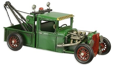 Blechmodell Nostalgie Hot Rod Abschleppwagen in grün aus Blech L 32 cm Deko Modellfahrzeug