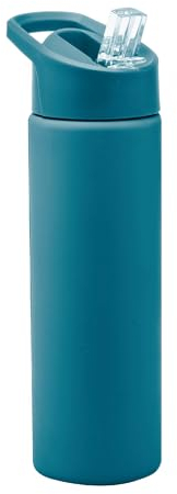Smash Stainless Steel Water Bottle with Flip Top Lid and Straw - Teal 750ml