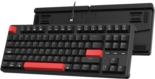 Keychron C3 Pro QMK/VIA Custom Gaming Keyboard, Programmable 87 Keys Compact TKL Layout Gasket Mount, Red LED Backlight Wired Mechanical Keyboard with Brown Switches for Mac/Windows/Linux - US version