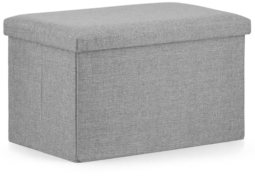 Home Collective Klapphocker, 2-in-1-Hocker und Stauraum, XL - 60 x 38 x 38 cm, 80 kg Sitzlast, 63 l Stauraum, leicht zu reinigendes Oxford-Gewebe, Sitzhocker Aufbewahrungsbox, grau