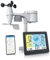 Brandson Station météo WiFi radio réveil avec capteur extérieur 5en1, weather station prévisions météorologiques anémomètre pluviomètre thermomètre hygromètre baromètre heure DST panneau solaire