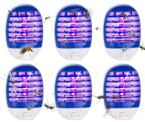ZOYDP Mückenlampe Steckdose, 6 Stück UV Insektenvernichter Elektrisch, Mückenstecker Steckdose Ohne Chemie, Mückenschutz Steckdose, Mückenfalle Elektrisch, Fliegenfalle Elektrisch für Innen