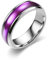 Whoiy Emaille Ringe Damen Lila 6MM, Verlobungsring Poliert Edelstahl Ehering mit Personalisiert Gravur für Sie Größe 62 (19.7)