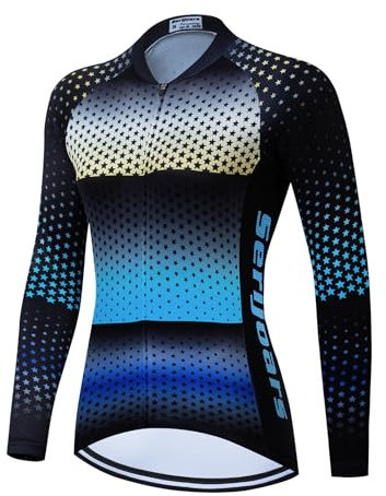 Women's Long Sleeve Cycling Jersey, Quick Dry Bike Top with Reflective Strip, Zipper and Pockets, Hmxc002, M