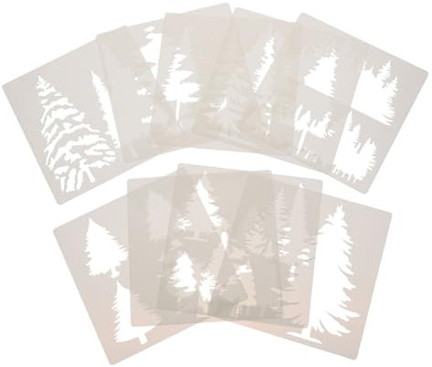 NUOBESTY Weihnachtsdekorationen 9-teilige Malvorlagen mit Tannenbäumen Wiederverwendbare Schablonen für Jungen und Mädchen Kunstschablonen Weihnachtsbaum-designs