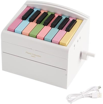 Klavierkalender 2025 Tischkalender Spielbarer Mini Klavierkalender mit 52 Notenpartituren in 27 Musikkalenderkarten 3D Memo Pad Kreativer Zeitmesser Kalender Weihnachten und Geburtstagsgeschenk für TS