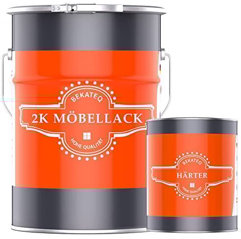 2K Möbellack 5kg farblos seidenmatt, Versiegelung für innen & aussen - Klarlack, Holzlack für Möbel, Parkett, Treppen, Dielen - UV-Fest, wasserfest, wetterfest, schlagfest - BEKATEQ LS-253