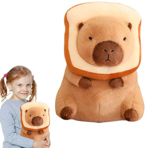 DAJASD Capybara Kuscheltier, 30CM Niedliche Capybara Plüschtier mit Tragbarem Toast Kopfschmuck, Super Weiche Plush Toy, Niedlichen Plushies als Geschenk für Kinder