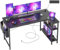 BEXEVUE Gaming Schreibtisch L-Form, 140 x 70 cm, Reversibel Gaming Tisch Computertisch mit Steckdosen und Seitentaschen, Eckschreibtisch für Büro und Homeoffice Stärker X Form Halterung, Schwarz