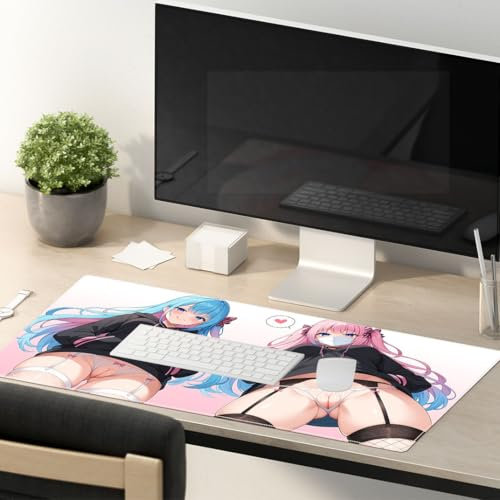 PORNHUX Sexy Anime Girl Japanese Mauspad XXL 600x300 Größere Gaming Mauspad Genähte Kanten Mauspad Lange rutschfeste Gummiunterseite für PC MacBook Laptop