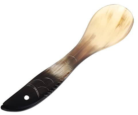 Ciieeo Buffalo Horn Soup Spoon Viking Horn Design Tea Spoons for Kitchen Restaurant