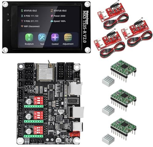 Twosheep Makerbase MKS DLC32 V2.1 32bits Motherboard Offline Controller WIFI TFT Touch Screen TS24/TS35-R For Laser Engraving Machine (Standard-6)