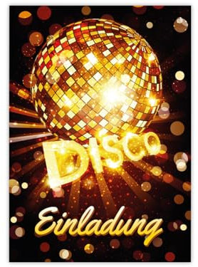 Minkocards 12 Einladungskarten zum Geburtstag Jubiläum Hochzeit Kindergeburtstag Disco VIP Jungen Mädchen Jungendliche Erwachsene Einladung