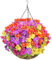 LARDUX Artificial Hanging Baskets with Flowers-12 Inch Large Silk Fake Flower Hanging Basket for DIY Outdoor Garden Home Yard Patio Decoration