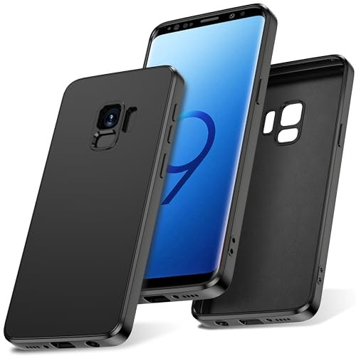 Watana for Samsung Galaxy S9 Case, Soft-Touch Silicone Phone Case, Shockproof, DustProof, Antiskid Full Body Armour Phone Cover with Microfiber Lining for samsung S9,Black