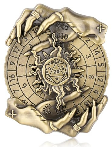 DND Radwürfel Spinner, Fingerspitzen Gyro, 7-in-1 Magie Hand Metallische D&D Würfel, Magie Hand Roulette Würfel Spinner für DND Würfelset, D&D Geschenke mit Box, Rollenspiel Brettspiel Zubehör, Bronze