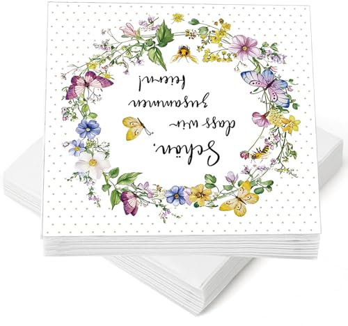 80 Blatt Servietten Schön Dass du da Bist,Servietten Hochzeit,schön Das du da Bist,Weich und Dick,Exquisite Muster,für Kommunion,Hochzeit,Geburtstag,Gartenparty (33 * 33cm)
