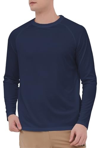 HYCOPROT Maglietta UV Uomo Rash Guard Maniche Lunghe UPF 50+ Protezione Solare Rashguard Sportive Asciugatura Traspirante Veloce Rapida per Surfing Camicia Pesca