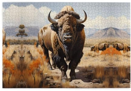 Puzzles1000 Teile Yyhwhjde Nordamerikanische Bison-Herde Bild Pädagogische Intellektuelle Holzpuzzles Lustige Puzzles Stressabbau Puzzles