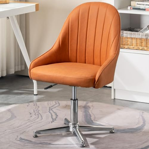 Ergonomischer Bürostuhl mit überkreuztem Kreuz, ohne Armlehnen, breiter Schreibtischstuhl, ohne Räder, gepolsterter Schminktisch, Mittelrücken-Design, bequem, für Zuhause, Büro, Computer, Drehstuhl