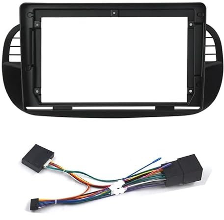 HQGQCEZEK Kit Montaggio Autoradio per Fiat 500 2007-2015 Kit Mascherina Autoradio Supporto per Console Centrale Audio Stereo Cornice per Cruscotto Mascherina Autoradio(Black Cable canbus)