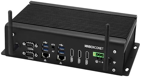 MNBOXCONET IBC7 Mini PC industriel sans ventilateur Core i7 9750H Rugged Embedded Micro PC 32 Go RAM 1 To NVME SSD, 6 x DB9 COM WiFi/BT4, support PVE Linux Opnsense, 3HD