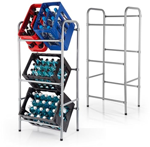 EASYmaxx Getränkekistenregal aus Metall für 3 Kästen 2er-Set | Platzsparende, praktische und organisierte Lagerung auf 3 Etagen | Kistenregal für Ordnung und Platz in Ihrem Zuhause