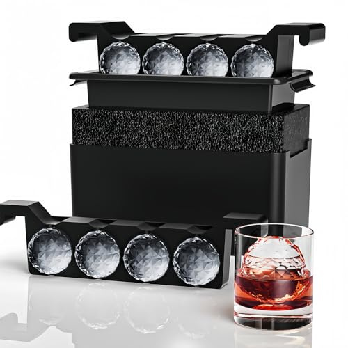 Clear Sphere Ice Cube Molds, Clear Ice Cube Maker, 5cm Large Round Ice Cube Moulds Reusable Crystal Round Ice Cube Maker Moulds for Whiskey, Cocktails, Drinks（8 Balls）
