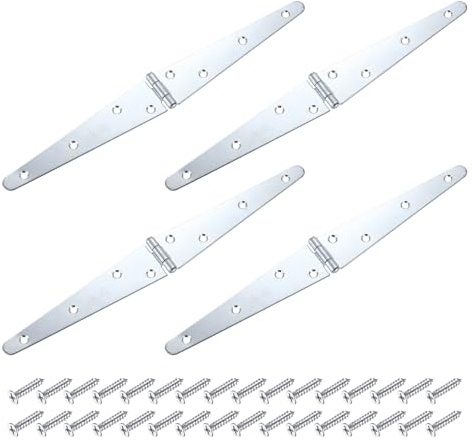 sourcing map 4Pcs Strap Hinges, 6 Inch Shed Door Hinges Heavy Duty Gate Hinge Tee Hinge with Screws for Wooden Fences Yard Doors Barn Gate, Silver