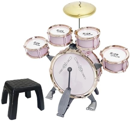 Hellery Kinder Schlagzeug Set mit Jazz Drum Musik Spielzeug Lerninstrument für Anfänger PP Material für Kinderzimmer Geburtstag Geschenk Musikausbildung, Rosa