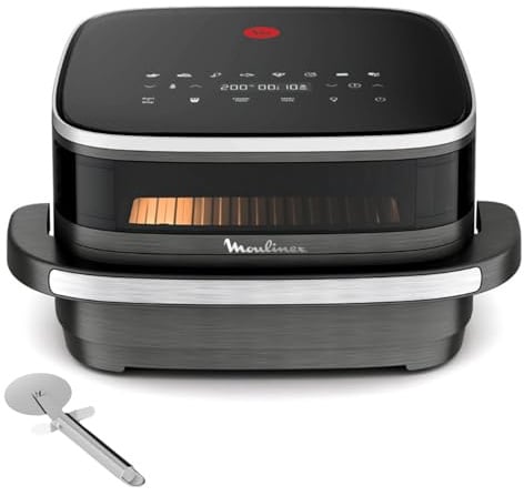 Moulinex Easy Fry XL Surface, Freidora de aire 2200W, Doble resistencia | Cocción Uniforme, Cesta Ancha, 10 Programas Automáticos, Diseño Compacto, Ventana de Visualización, Accesorio Pizza, AL40OM