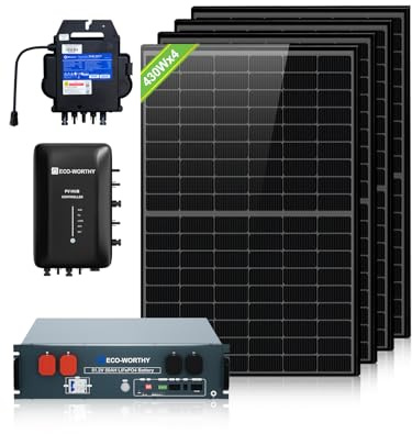 ECO-WORTHY 2560Wh Speicher für Balkonkraftwerk 3U Gehäuse 48V 50Ah Server Rack LiFePO4 + PV Hub mit 1600W Solar Eingang + 4 * 430W Solarpanel + 600W/800W APsystems Wechselrichter,WLAN-Verbindung