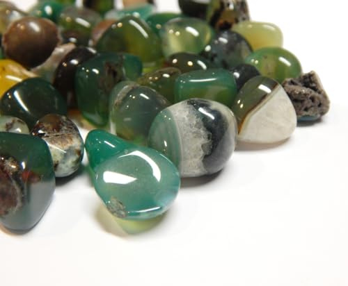 Perlin 150stk Achat Edelsteine Halbedelsteine Perlen 9mm ~ 15mm Trommelsteine Naturstein Edelstein Halbedelstein für Dekoration Meditation Chakra (Grün)